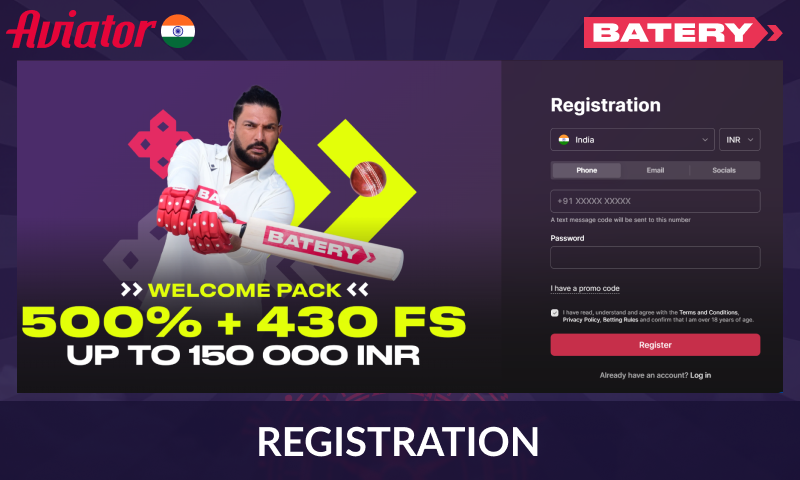 Register on the Batery India website to play Aviator